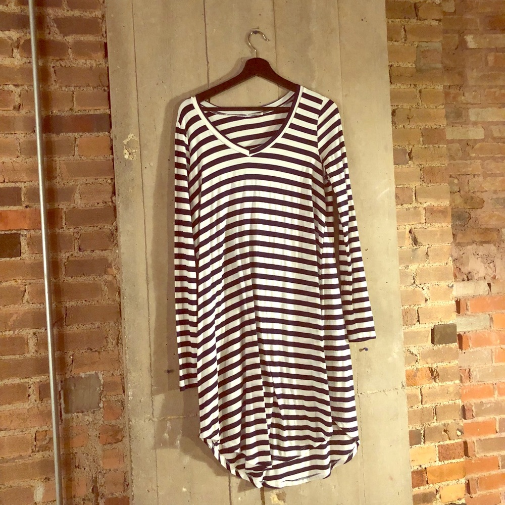 Navy and White Striped Dress